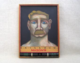 Original Male Portrait Painting, Framed Masculine Men, Fine Art Wall Décor