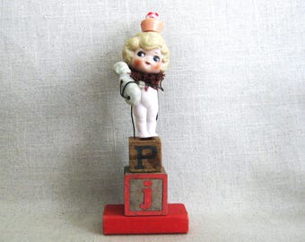 Folk Art Doll Assemblage Sculpture, Antique Bisque Ceramic Female Portrait
