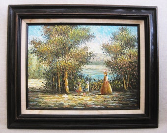 Original Vintage Portrait Landscape Painting Framed Fine Art signed Alen Walters Housewarming Gift
