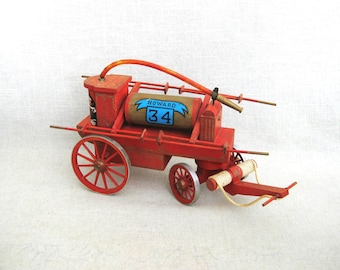 Vintage Folk Art Fire Water Pumper Truck Sculpture, Firefighting Vehicle, Handmade OOAK