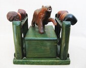 Vintage Pipe Rack, Folk Art Bear Carving, Prison Art, Maine