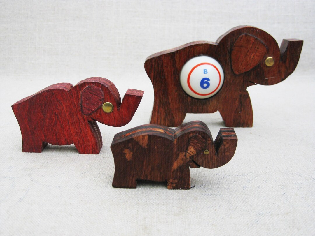 Vintage Elephant Bingo Good Luck Charms Folk Art Animals Etsy