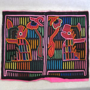 Vintage Mola Cuna Folk Art Textiles from South American Panama Wall Art and Clothing Embellishments
