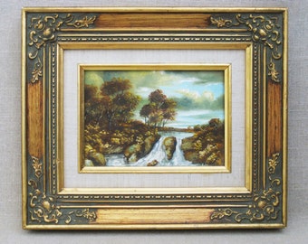 Vintage Landscape Painting Rural Riverside Framed Original Fine Art Beach House Gift