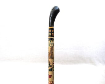 Carved Folk Art Wooden Cane, Colorful Walking Stick, Mexico Souvenir