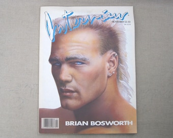 Vintage Interview Magazine, November 1987, Brian Bosworth, Art Entertainment, Andy Warhol, Back Issues