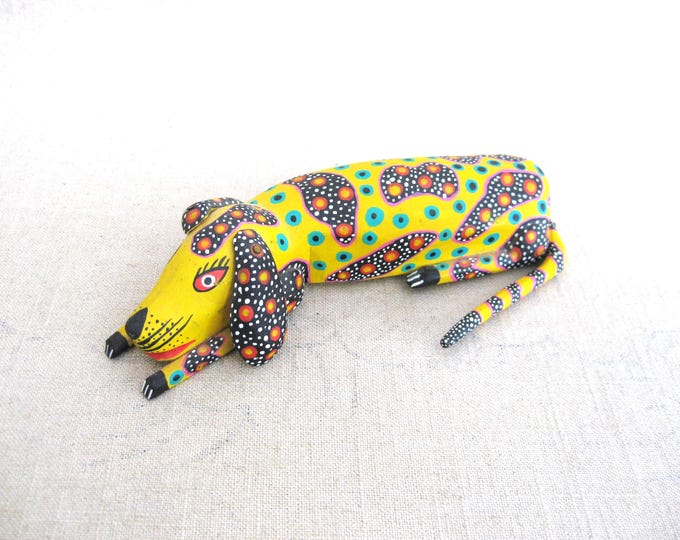 Featured listing image: Mexican Folk Art Carved Painted Dog Sculpture, Alebrijes Oaxaca Wood Carving, Pedro M Ramirez