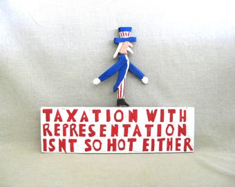 Vintage Folk Art Sign Political Humor, Hand Carved OOAK Americana