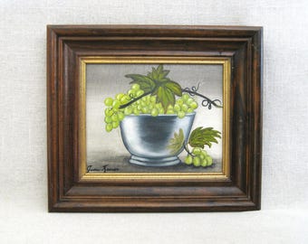 Folk Art Still Life Painting, New England Style Framed Original, Vintage Wall Art Home Décor