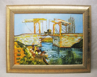 Vintage European Landscape Painting in the Style of Impressionist Framed Original Fine Wall Art