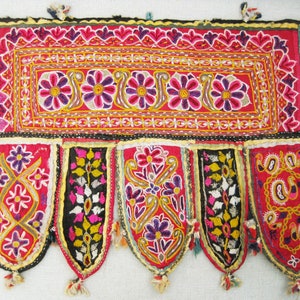 Colorful Folk Art Textile Wall Hanging, Vintage Valance, Asian Wall Art Home Décor Housewarming Gift