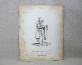 Antique 19th Century Fine Art Print Male Portrait Engraving, Longman