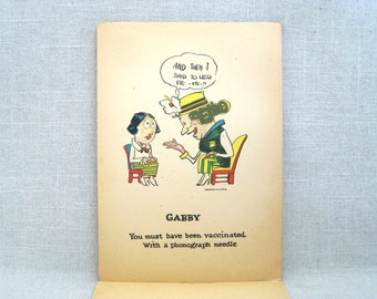 Vintage Vinegar Valentines Day Card 1930s Gabby Gossip Humorous Penny Dreadful Mean Holiday Greeting