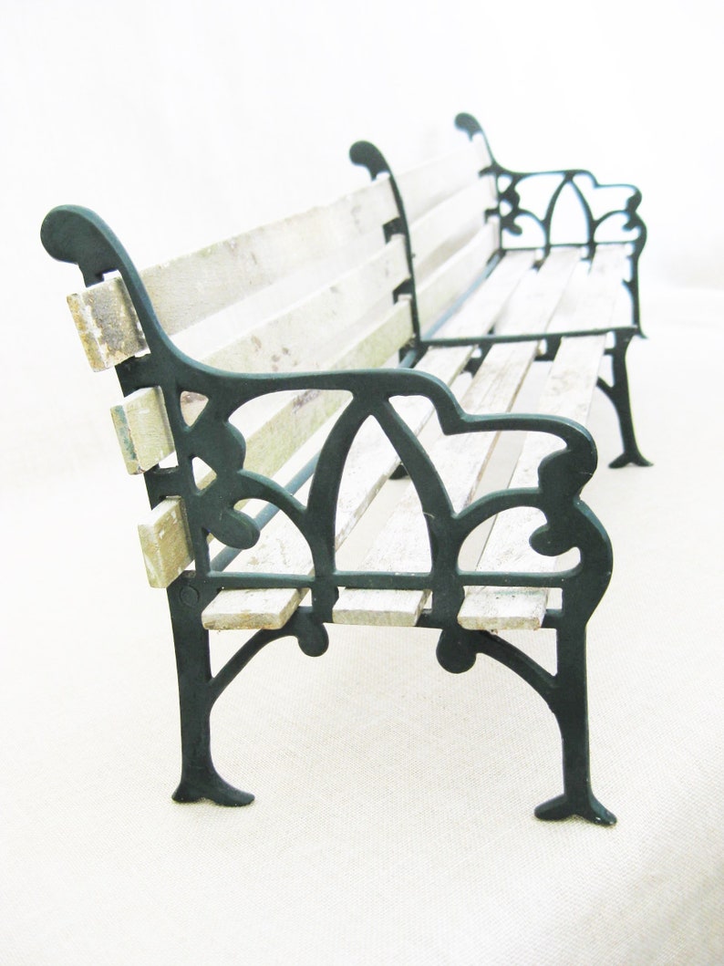 Vintage Doll Size Wood And Cast Metal Park Bench 25 Inches Etsy
