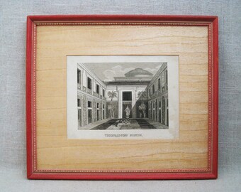 Framed Vintage Architectural Engraving Bookplate Thorvaldsen Museum Fine Art Print Classic Wall Décor