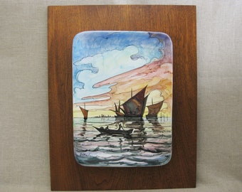 Mid-Century Luigi Carron Ceramic Plate, Vintage Hand Painted Wall Art, Home Décor Housewarming Gift