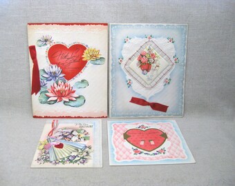 Vintage Unused Valentines Cards, Mid-Century Holiday Greeting, Love Romantic Antique Ephemera