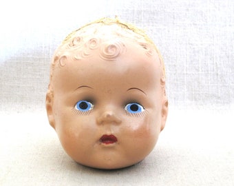 Vintage Composite Doll Head, Male Doll Parts and Supplies