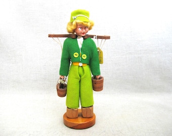 Vintage Folk Art Paquita Doll, Handmade Mid-Century Male Figure Sculpture
