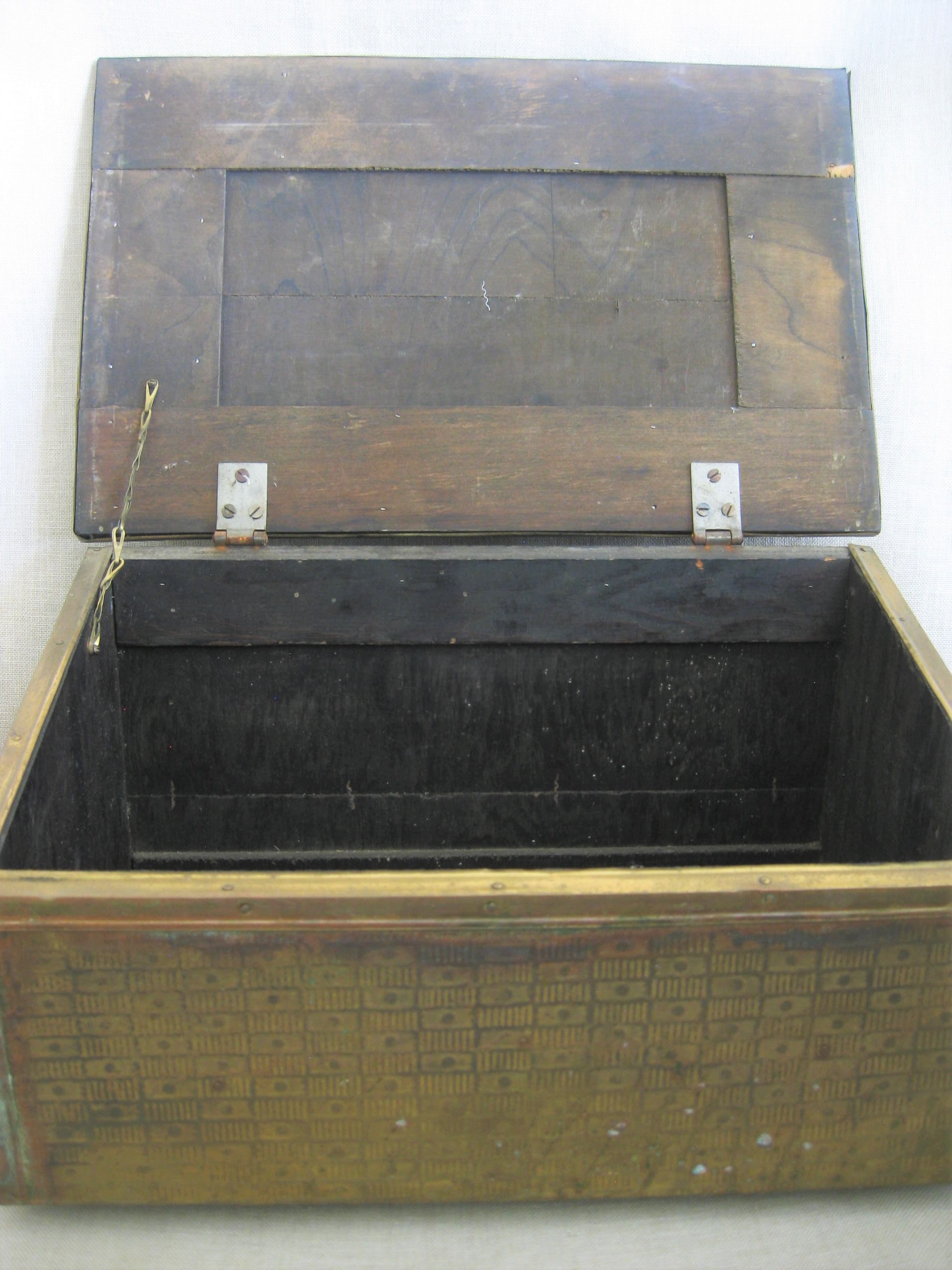 Nautical Vintage Document Box Brass Clad Wooden Antique Storage and
