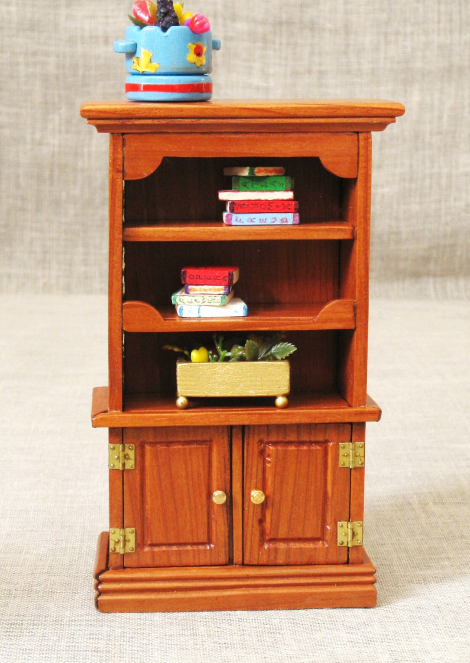 Vintage Wooden Dollhouse Bookcase Folk Art Etsy