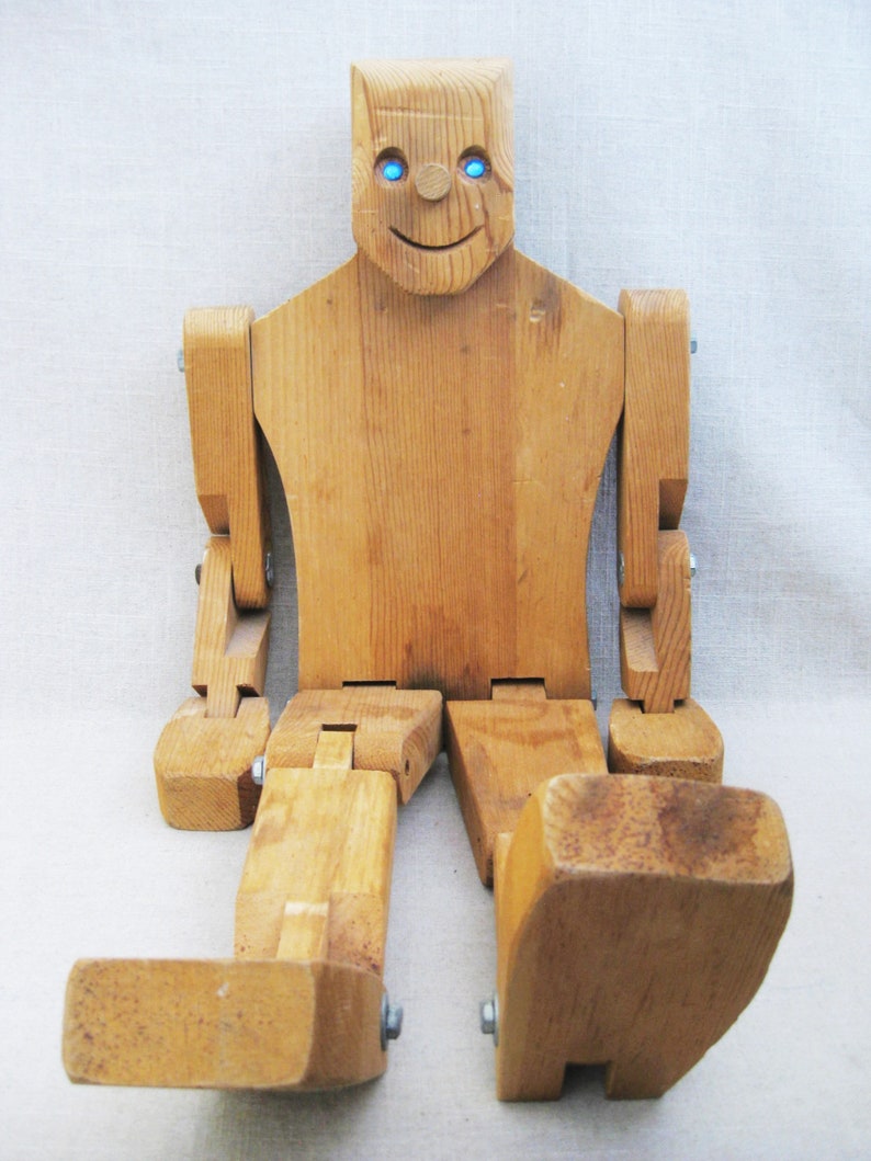 Vintage Wooden Jointed Doll Folk Art Sculpture Don Ellefson Etsy