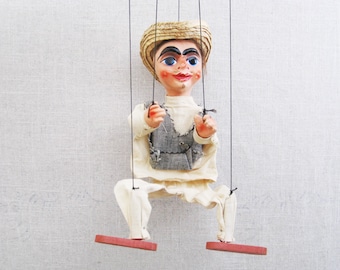 Vintage Marionette Mexican Male String Puppet Souvenir Toy from Mexico