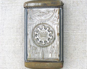 Vintage Vesta Match Safe Esto Perpetua Religious Metal Storage Box Fireplace Housewarming Gift
