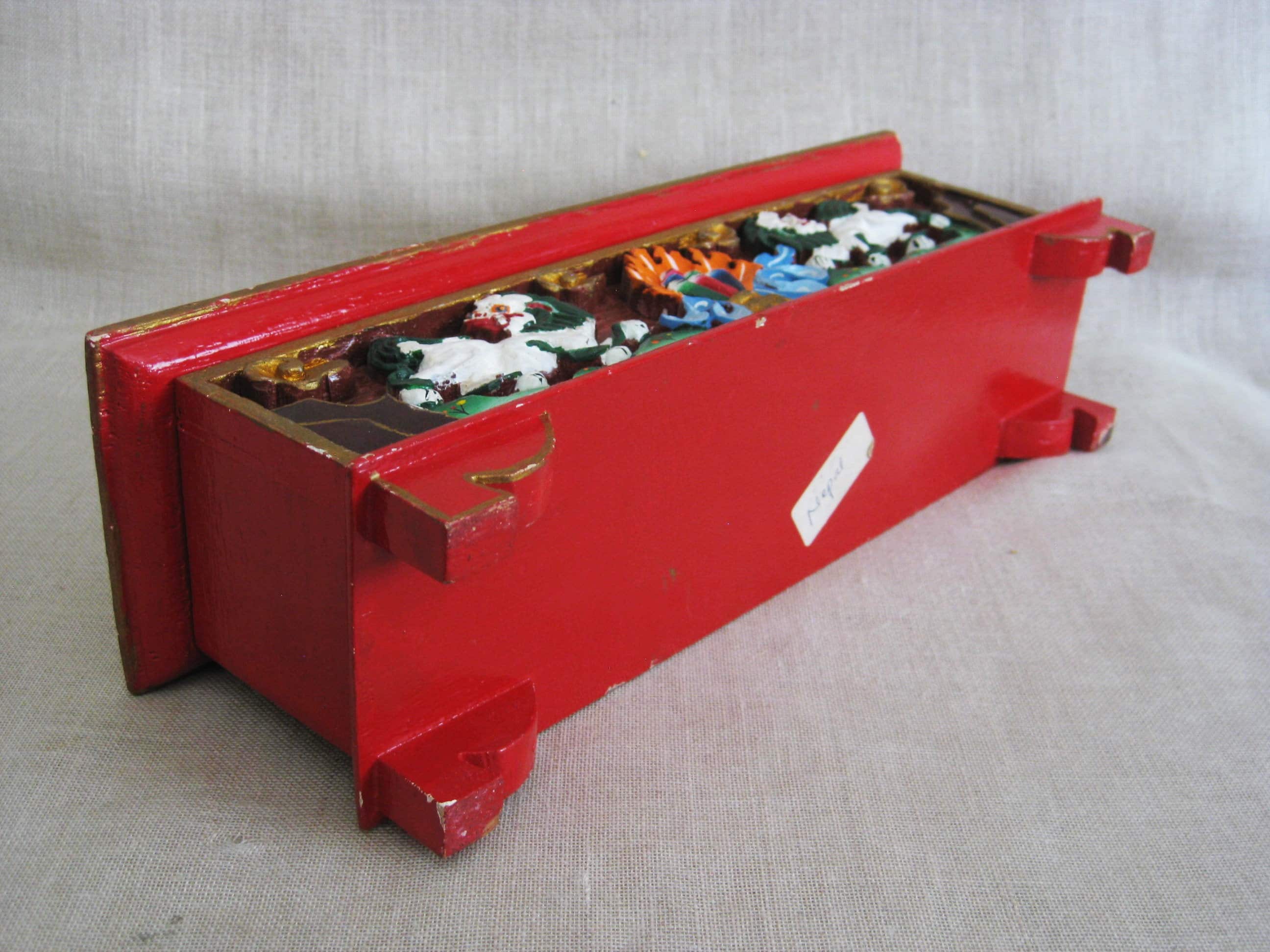 Vintage Incense Holder, Hand Carved Asian Box, Storage and Organization