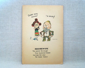 Vintage Vinegar Valentines Day Card 1930s Penny Dreadful Housewife Humorous Mean Holiday Greeting