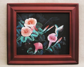 Vintage Flower Painting Floral Still Life Pink Blossoms Framed Original Fine Art