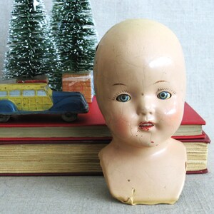 Vintage Composite Doll Head, Female Doll Parts and Supplies Gift for Her