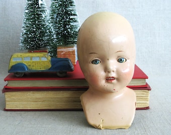 Vintage Composite Doll Head, Female Doll Parts and Supplies Gift for Her