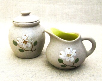 Vintage Pigeon Forge Pottery Sugar and Creamer Set, Pair Entertaining Serving Dish Farm Country Home Décor
