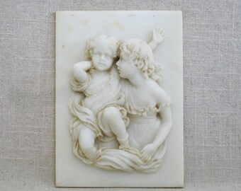 Vintage Female Portrait Relief Plaque of Sister from The Calmady Children by Sir Thomas Lawrence, Art Supplies and 3D Wall Décor