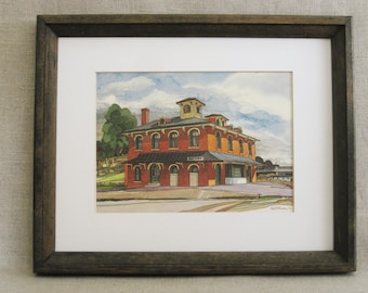 Vintage Architectural Fine Art Print C H Johnson Watercolor Lithograph