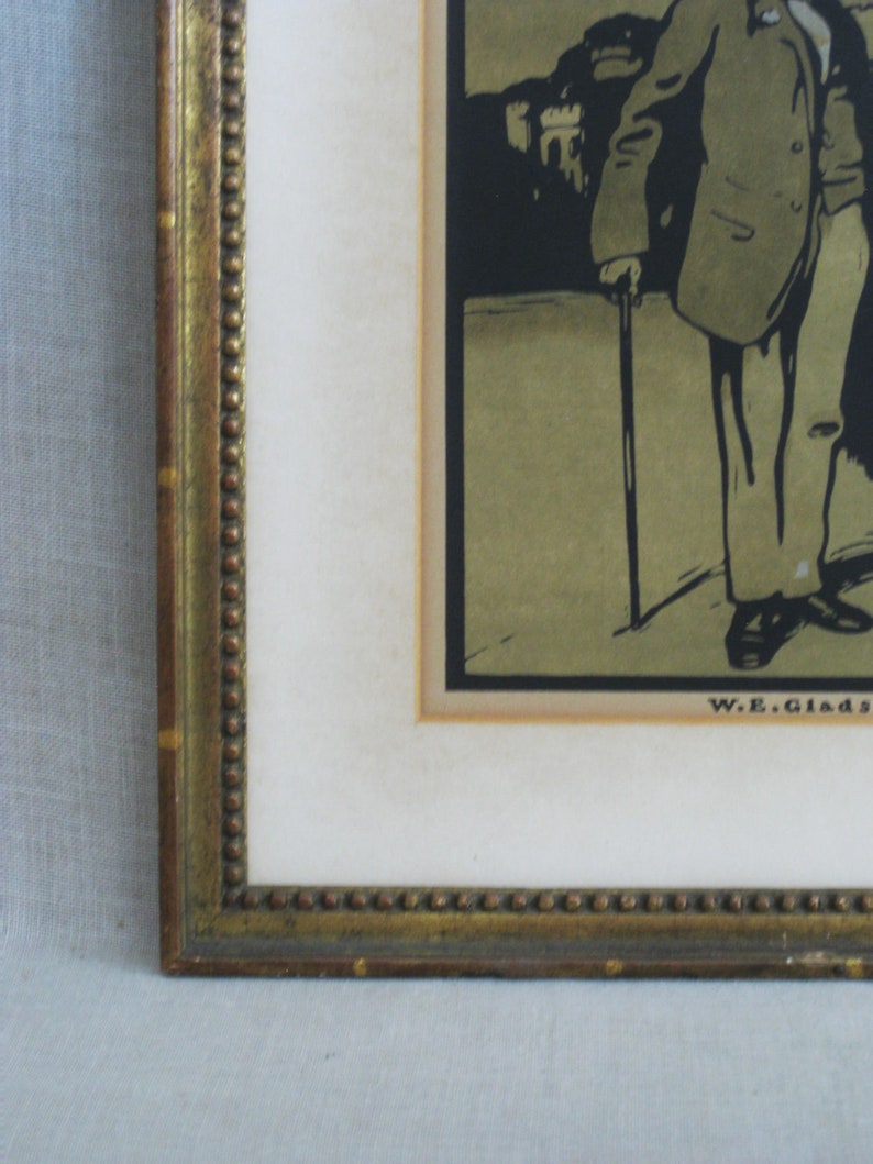 Vintage Male Portrait Fine Art Print, Antique 19th Century, William Nicholson, W.E. Gladstone, Framed image 6