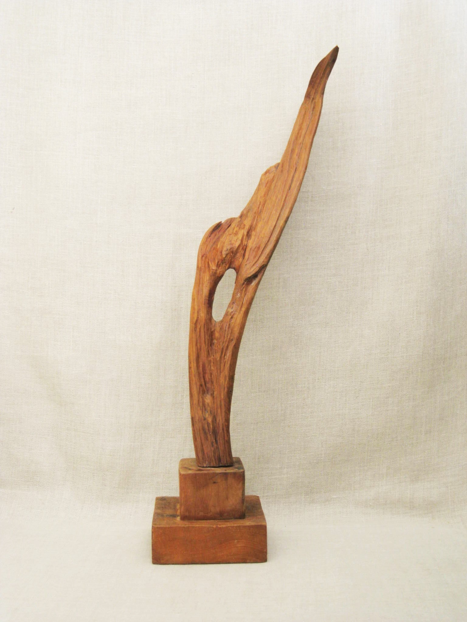 Vintage Folk Art Handmade Natural Wood Sculpture, Organic Art