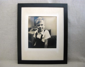 Mid-Century Black and White Male Portrait Photograph, Original Vernacular Framed Vintage Mid-Century Wall Art