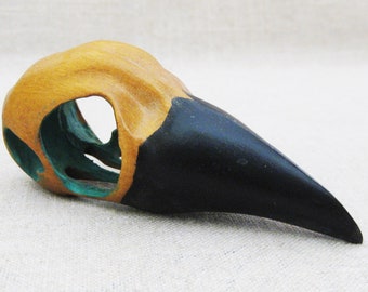 Folk Art Vintage Bird Skull Wood Carving Sculpture Ray Kobald Natural History Cabin Décor