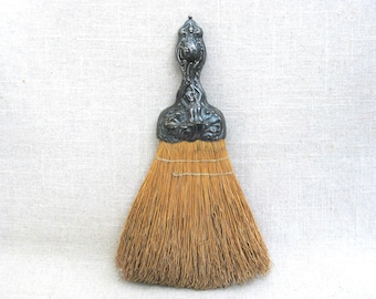 Silver Handled Whisk Broom, Antique Table Sweep, Victorian Style Kitchen Décor