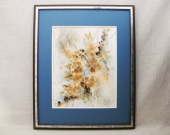 Vintage Flower Watercolor Painting, Judith Young, Framed Original Fine Art