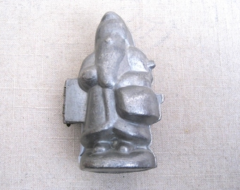 Vintage Pewter Ice Cream Mold 427, Santa Claus Male Figure Christmas Krauss Schall