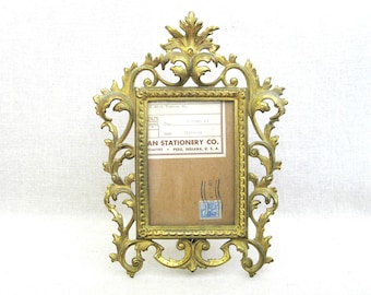 Ornate Brass Picture Frame, Table Top Photo Display, European Style Vintage Housewarming Gift