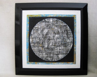 Modern Abstract Painting, Original Framed Contemporary Vintage Wall Art, Signed Vicente Brito