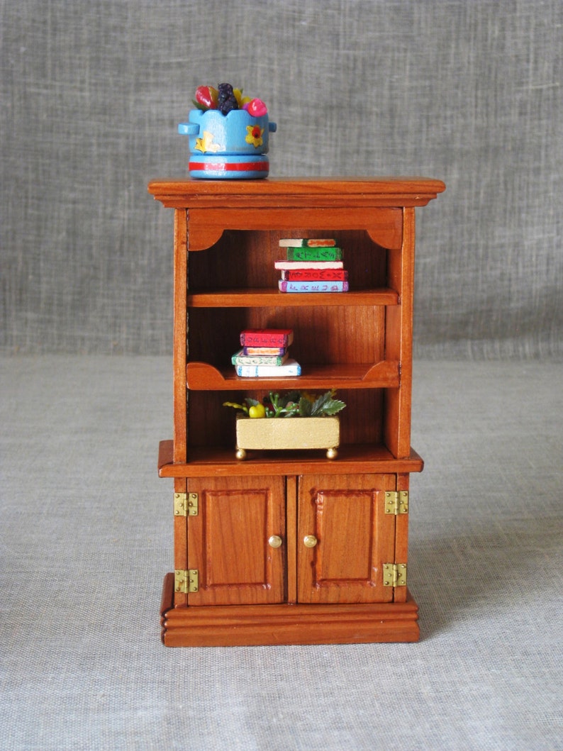 Vintage Wooden Dollhouse Bookcase Folk Art Etsy