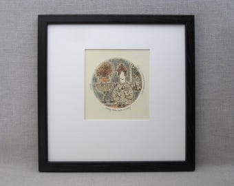 Contemporary Female Portrait Etching, Original Framed Carol Travers Lummus Vintage Fine Art Print