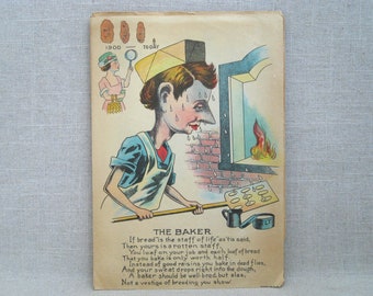 Vintage Vinegar Valentines Day Card Early 1900s The Baker Humorous Mean Holiday Greeting