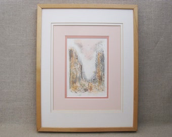 Urban Landscape Ink Drawing, Original Framed Contemporary City View Vintage Wall Art