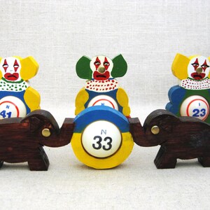Folk Art Elephant, Circus Clown Bingo Good Luck Charms, Vintage Animals Kids and Nursery Décor